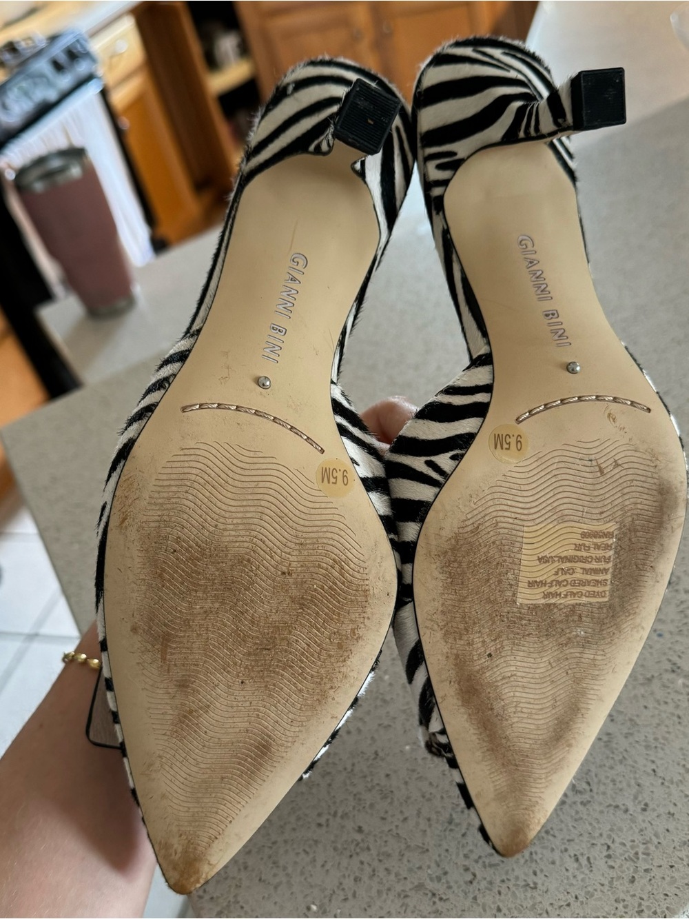 Gianni Bini Calf Hair Zebra Print Mule Herls - Picture 6 of 6